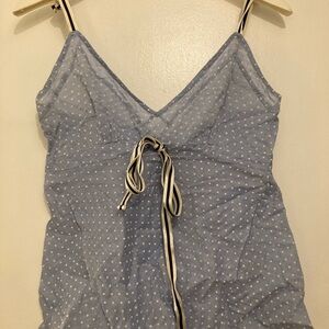 Vintage Diane Von Furstenberg Light Blue Polka Dot Camisole